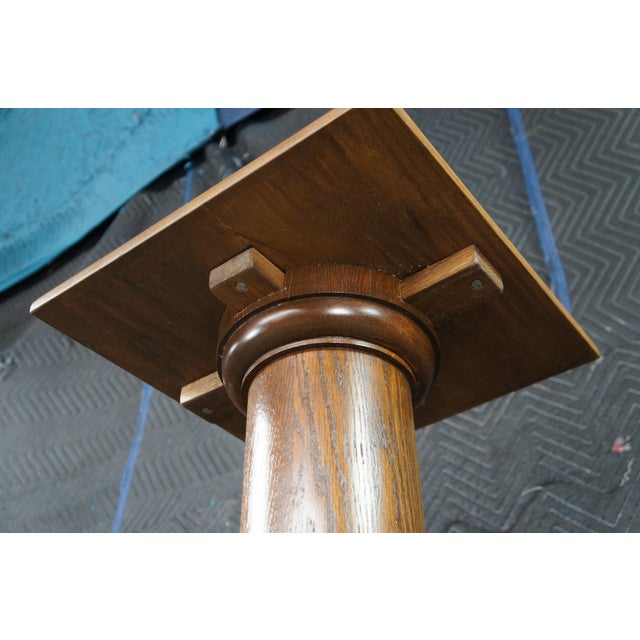 Vintage Mission Arts & Crafts American Oak Sculpture Pedestal Plant Stand Column For Sale - Image 10 of 10