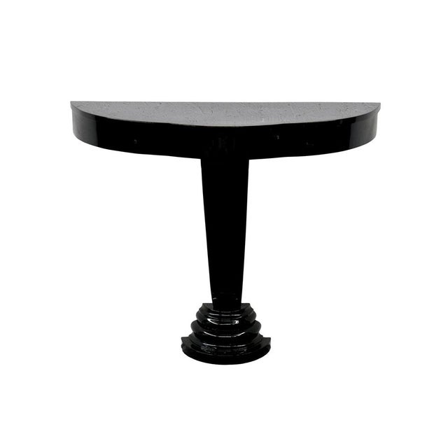 Art Deco Semi-Circular Console Table in Black High-Gloss Lacquer, 1930s For Sale - Image 9 of 9