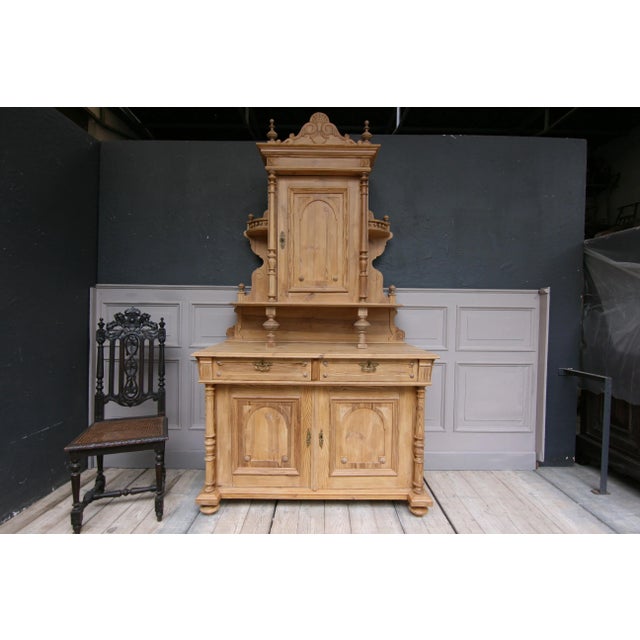 Antique Swedish Tower buffet from the early days, solid pine wood. Dimensions: 230 cm high, 131 cm wide, 38 cm and 59 cm deep
