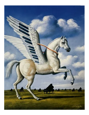 Rafal Olbinski, White Horse, Giclee Print