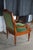 Vintage French Empire Style Birch Upholstered Library Accent Arm Chair Green For Sale - Image 6 of 13