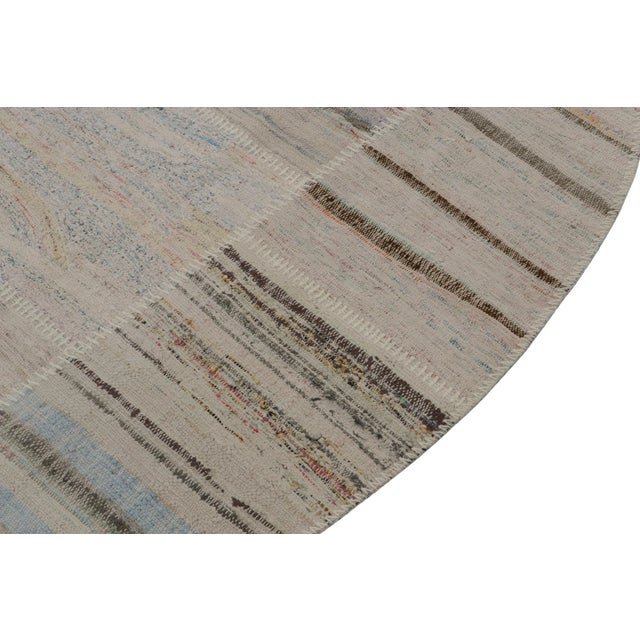 2010s Rug & Kilim’s Patchwork Kilim Circle Rug in Polychromatic Stripes For Sale - Image 5 of 7