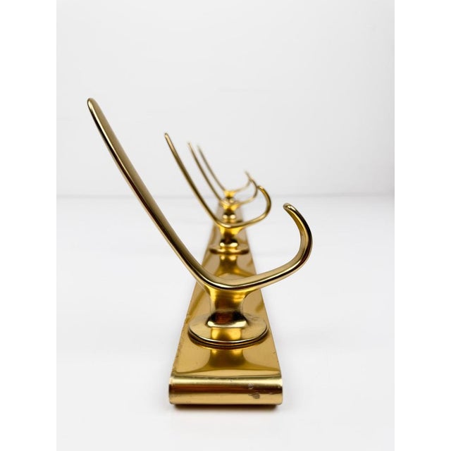 Mid-Century Gilt Metal Wall Coat Rack with 4 Hooks, 1960s For Sale - Image 6 of 18