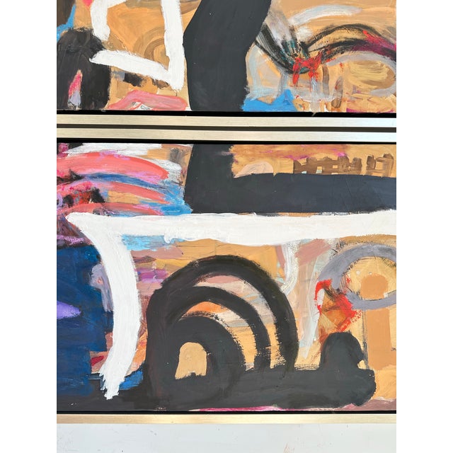 Framed Abstract Diptych Painting "Snails for Dinner" For Sale - Image 4 of 10