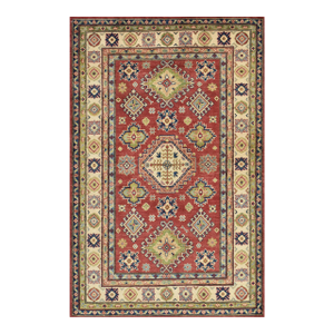 Kazak Rug 3'11'' X 6'1'' Red Wool Tribal Hand-Knotted Oriental Carpet