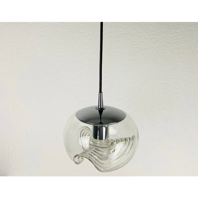 Transparent Transparent Glass Pendant Lamp by Koch & Lowy for Peill and Putzler, 1960 For Sale - Image 8 of 13