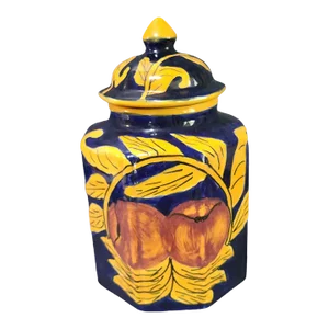 Late 20th Century Mexican Colorful Hand Painted Talavera Pottery Covered Canister Cookie Jar