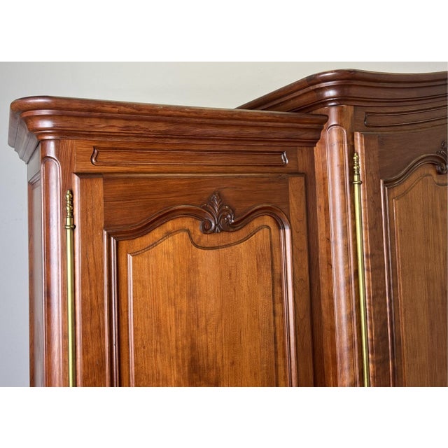 Vintage French Louis XVI Style Carved Oak 4-Door Armoire For Sale - Image 4 of 12