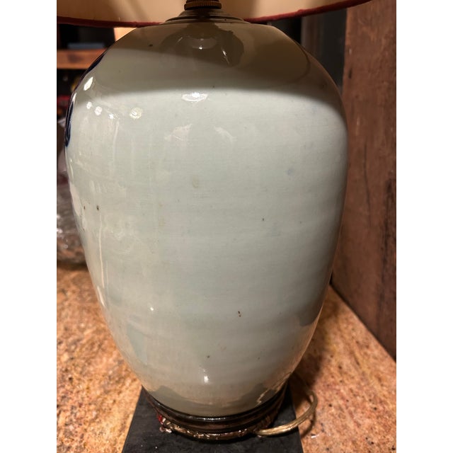 Late 19th Century Late 19th Century Chinese Celadon Phoenix Jar Table Lamp – 3-Tier Antique Base & New Cord For Sale - Image 5 of 12