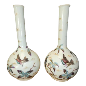 Carlsbad Victoria Art Nouveau Vases Pair - Late 1800s