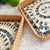 2020s Set of 3 Dark Gray Geometric Flower Pattern Rattan Mother-of-Pearl Inlaid Rectangular Trays For Sale - Image 5 of 5