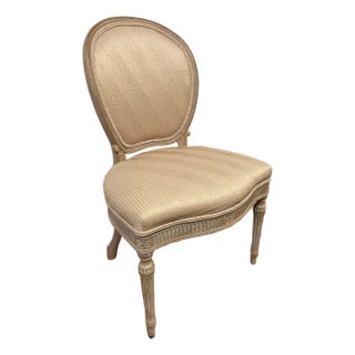 Gustavian Reproduction Parlor Chair in Pleated Silk For Sale