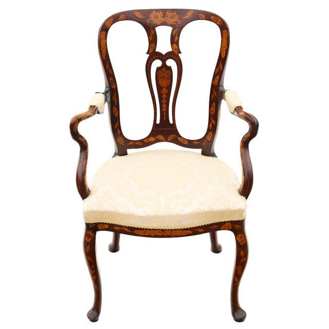 Antique Dutch Marquetry Armchair, 1700s For Sale - Image 3 of 9