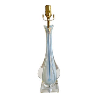 Murano Italian Blue Winged Opalescent Table Lamp For Sale