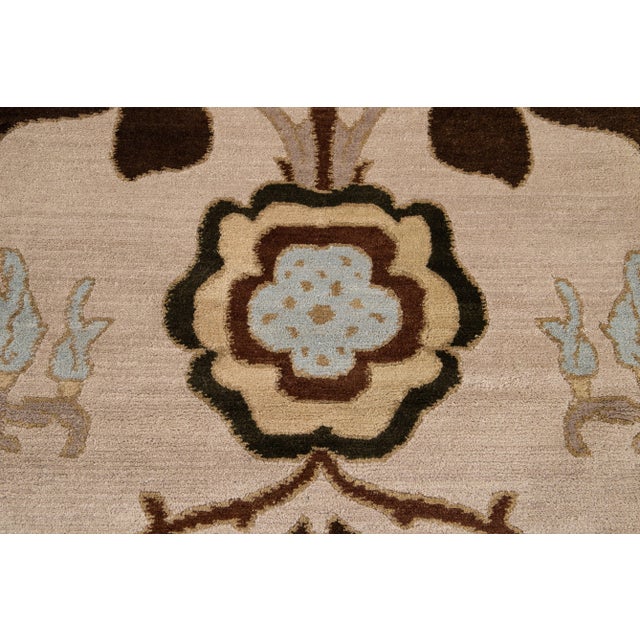 Beige Modern Art & Crafts Style Tibetan Wool Rug For Sale - Image 12 of 13