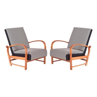 Art Deco Walnut Lounge Chairs attributed to Thonet, Germany, 1930s, Set of 2 For Sale