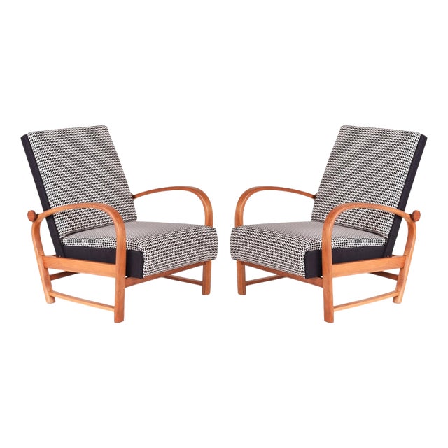 Art Deco Walnut Lounge Chairs attributed to Thonet, Germany, 1930s, Set of 2 For Sale