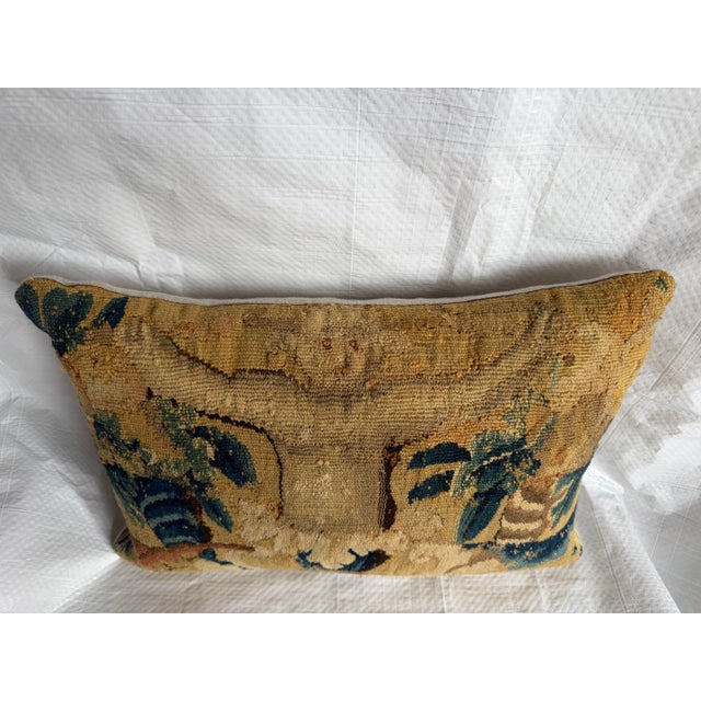 17th Century Antique Flemish Verdure Tapestry Pillow For Sale In Los Angeles - Image 6 of 7