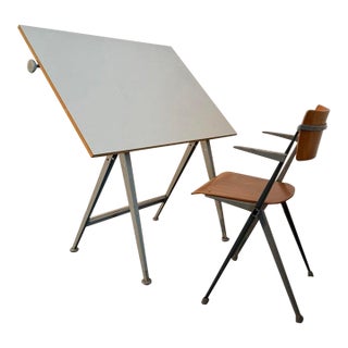 1960s Dutch Modern Reply Drafting Table Set by Wim Rietveld and Friso Kramer - Set of 2 For Sale