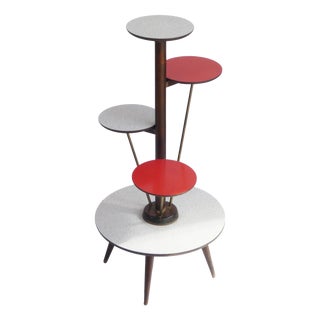 Mid-Century Red and White 4-Tier Plant Stand from Ilse Möbel, Germany, 1960s For Sale