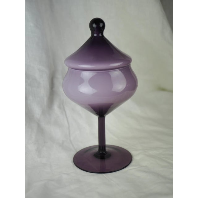 Glass Late 20th Century Vintage Amethyst Empoli Candy Jar For Sale - Image 7 of 9