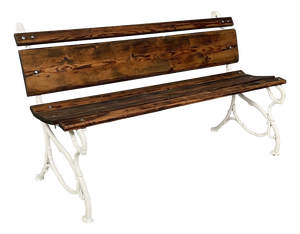 Italian Art Deco Wooden and White Cast Iron Bench, 1930s