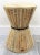 Vintage Rustic Indoor Outdoor Teak Stave Hourglass Side Table Interesting teak table design with a steel band in the...