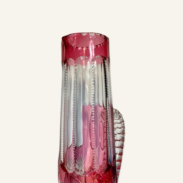 American Brilliant Cut Ruby Cut-To-Clear Pitcher, Circa 1900 For Sale - Image 6 of 9