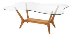 Italian Wood and Glass Coffee Table, 1950s
