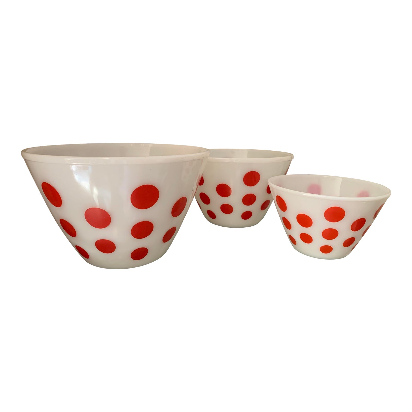 1960s Vintage Fire King White & Red Polka Dot Bowls Set of 3 Chairish