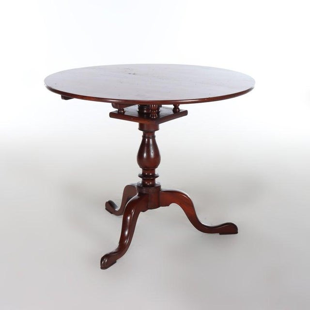 Wood Antique Queen Anne Federal Mahogany Tilt Top Table With Bird Cage C1880 For Sale - Image 7 of 11