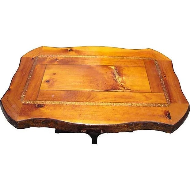 Rustic Resin Coated Wood Dining Table For Sale - Image 3 of 7