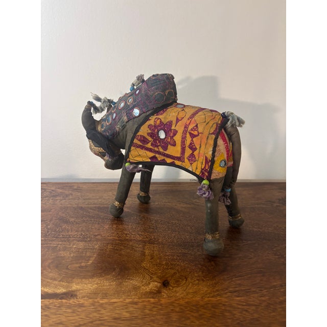 1950s Vintage Rajasthani Embroidered Bull Folk Art Figure, India, Anglo Raj Decor For Sale - Image 5 of 6