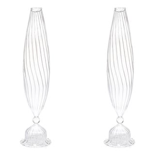 Flo 2-Piece Set Optic Glass Vases, 14" For Sale
