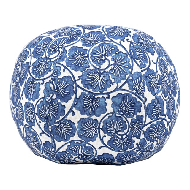 The House Of Scalamandré May Circle Pillow In Cobalt For Sale