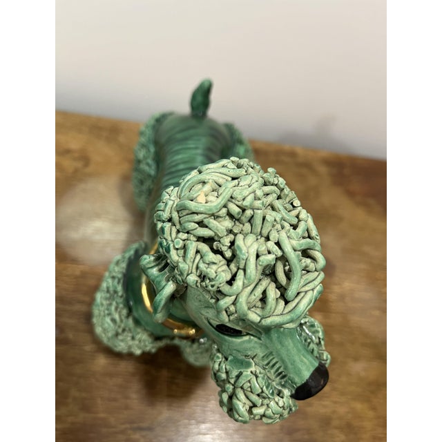 Emerald Green Spaghetti Poodle attributed to Vallauris, France, 1950s For Sale - Image 10 of 11