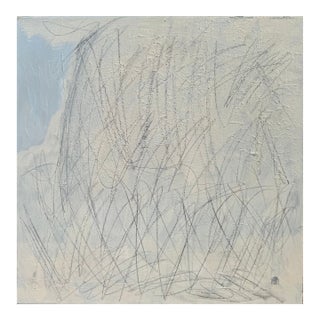 Minimalist Abstract Painting 20x20 Inches • Neutral Textured Wall Art • Modern Grey and White Square Canvas • Contemporary Minimal Art for Home Decor For Sale