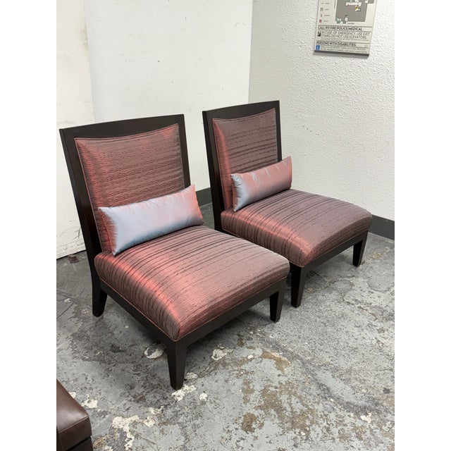 Bright Chair Furniture Lorin Raspberry Red Silk Chairs + Lumbar Pillows, Set of Four For Sale - Image 4 of 12