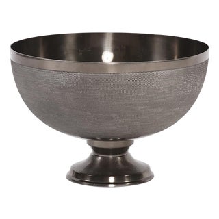 Textured Smoke Black Metal Footed Bowl- Small For Sale