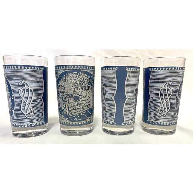 Mid Century Corinthian Blue Glassware Set- Set of 8 For Sale In West Palm - Image 6 of 12