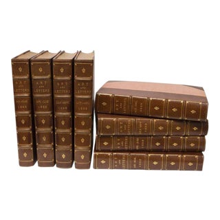 Leather Bound Books Titled “Art and Letters" 19th Century 8 Volumes For Sale