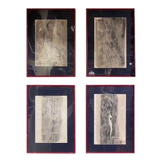 Mid 20th Century Set of 4 Nude Drawings For Sale