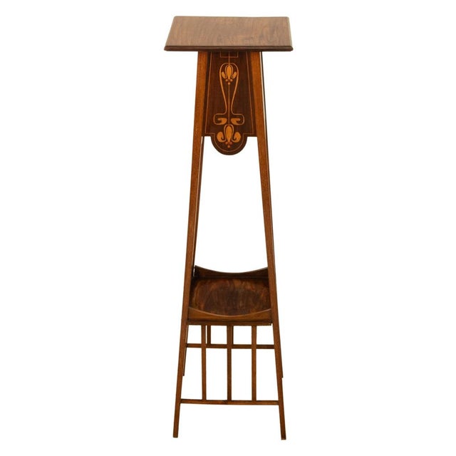 1900 - 1909 Antique Art Nouveau Inlaid Mahogany Leonard Wyburd Liberty & Co Plant Stand 1905 For Sale - Image 5 of 17