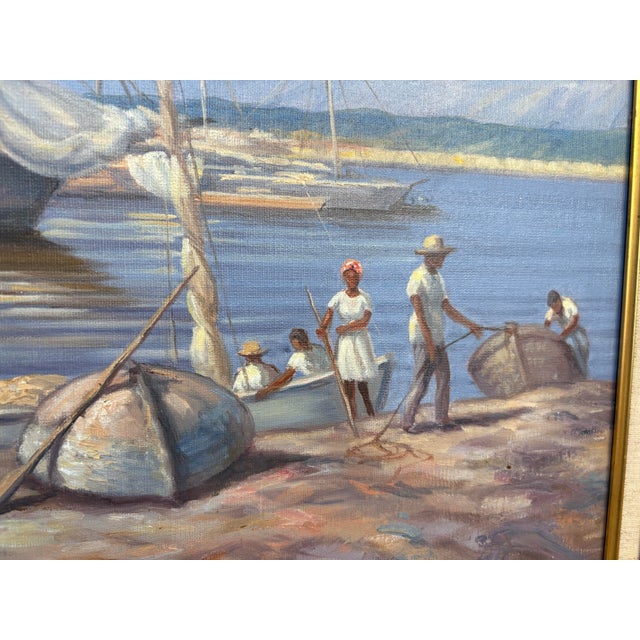 Paint Vintage Nautical Seascape Oil Painting in Ornate Frame For Sale - Image 7 of 10