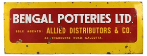 Advertising Enameled Bengal Potteries Sign, 1950s