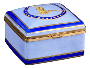 French Cobalt Porcelain Box with Gilt Eagle from Porcelaine de Paris, 1900-1930