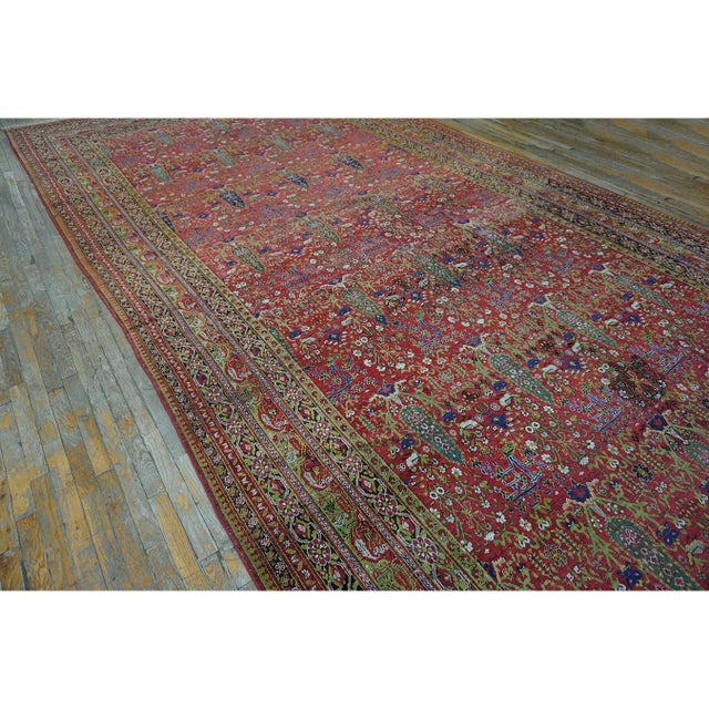 1850s Red Antique Large Cypress Tree Tribal Afshar Knotted Wool Gallery Rug For Sale In New York - Image 6 of 9
