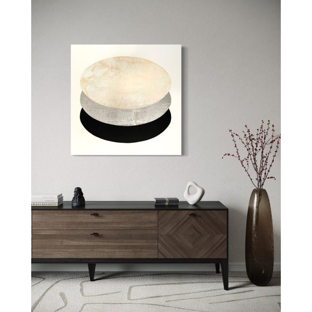 Contemporary Rebecca Koury "Moon Shadow" Black Silver Moon Contemporary Abstract, Acrylic and Mixed Media on Canvas, Carmel California Art, Modern Art, 2026 For Sale - Image 3 of 3