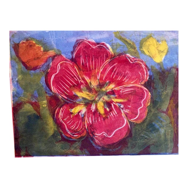 Late 20th Century Arts & Crafts Style Botanical Woodblock Print For Sale