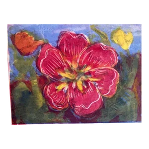 Late 20th Century Arts & Crafts Style Botanical Woodblock Print